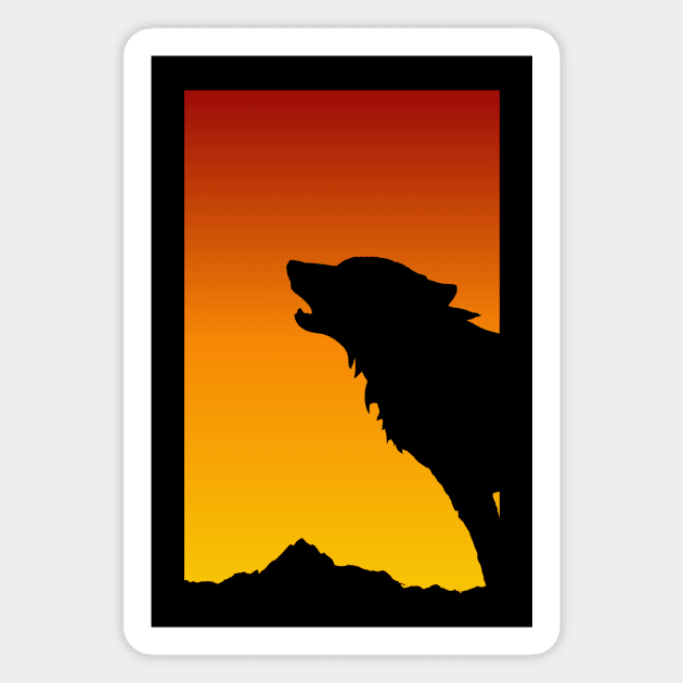 Retro Sunset Wolf Howl - Wolf Head - Wolf Lover - Howling Howl Magnet by ballhard